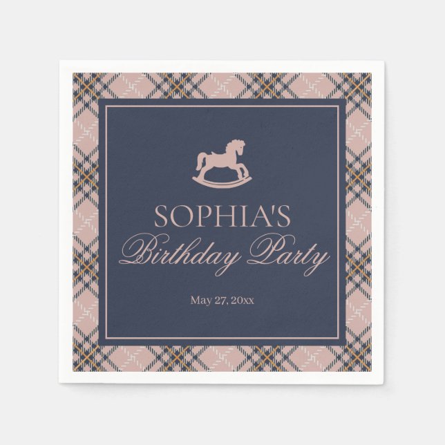 Serviette En Papier Fête d'anniversaire Cheval à bascule classique à c (Devant)