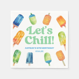 Serviette En Papier Fête d'anniversaire Chill Blue Retro Popsicle