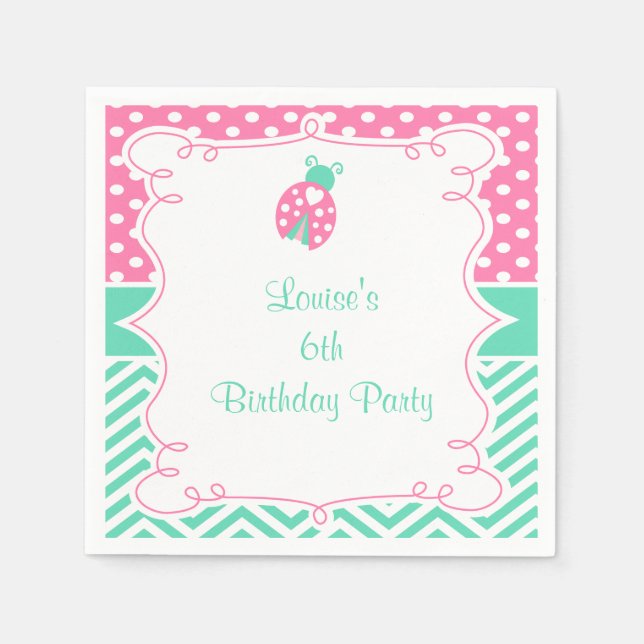 Serviette En Papier Fête d'anniversaire coccinelle (Devant)