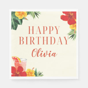 Serviette En Papier Fête d'anniversaire cocktail rouge et jaune