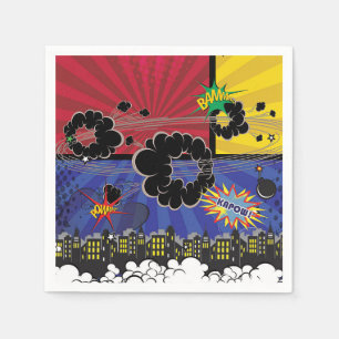 Serviette En Papier Fête d'anniversaire colorée dans le style Pop Art 