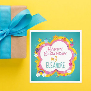 Serviette En Papier Fête d'anniversaire colorée de l'enfant