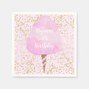 Serviette En Papier Fête d'anniversaire confetti doré et barbe à papa
