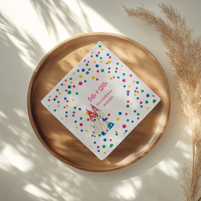 Serviette En Papier Fête d'anniversaire conjointe des sœurs Pastel (Créateur téléchargé)