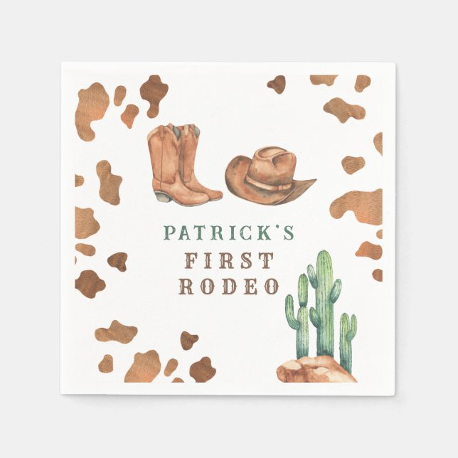 Serviette En Papier Fête d'anniversaire Cowboy Western Premier Rodéo  (Devant)