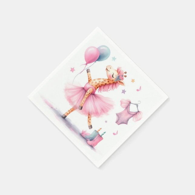 Serviette En Papier Fête d'anniversaire Dancing Pink Giraffe (Coin)