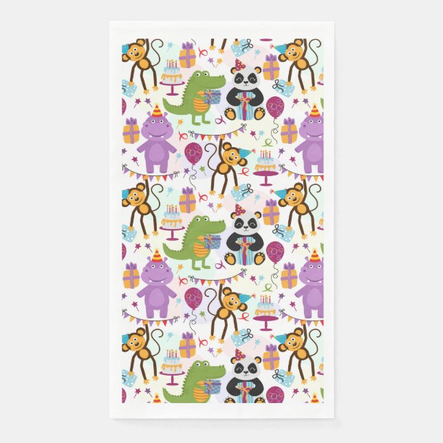 Serviette En Papier Fête d'anniversaire d'animal sauvage  (Devant)
