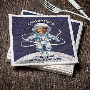 Serviette En Papier Fête d'anniversaire d'astronaute 1er tour autour d