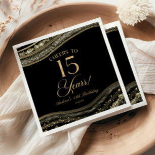 Serviette En Papier Fête d'anniversaire de 15 ans élégante en agate no