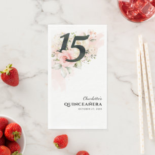 Serviette En Papier Fête d'anniversaire de 15 ans Quinceanera florale
