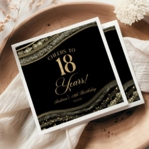 Serviette En Papier Fête d'anniversaire de 18 ans élégante en agate no