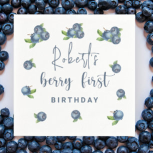 Serviette En Papier Fête d'anniversaire de 1 an aux aquarelles de bleu