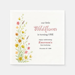 Serviette En Papier Fête d'anniversaire de 1 an avec jolie fleur sauva