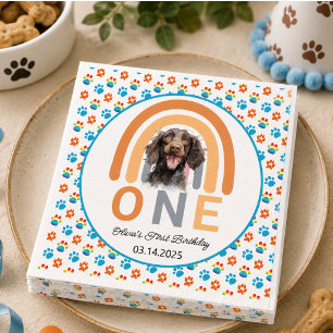 Serviette En Papier Fête d'anniversaire de 1 an avec un chien adorable