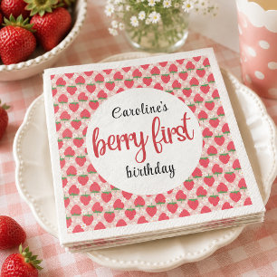 Serviette En Papier Fête d'anniversaire de 1 an Berry Sweet Strawberry