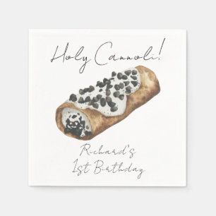 Serviette En Papier Fête d'anniversaire de 1 an Cannoli à l'aquarelle