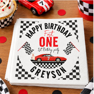 Serviette En Papier Fête d'anniversaire de 1 an pour garçon - Voiture 