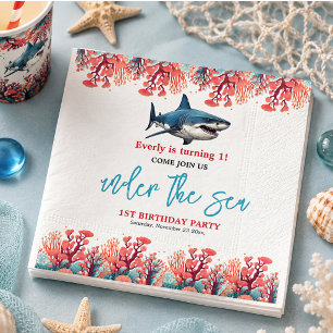 Serviette En Papier Fête d'anniversaire de 1 an sous la mer