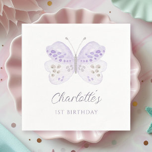 Serviette En Papier Fête d'anniversaire de 1 an Watercolor Papillon La