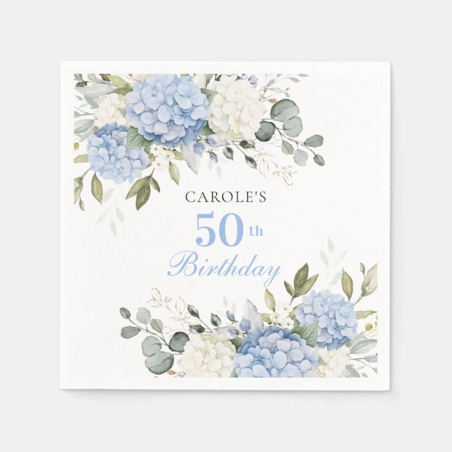 Serviette En Papier Fête d'anniversaire de 50 ans avec verdure et hort (Devant)