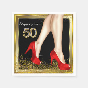 Serviette En Papier Fête d'anniversaire de 50 ans en talons hauts roug