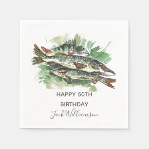Serviette En Papier Fête d'anniversaire de 50 ans   Pêche à la pêche