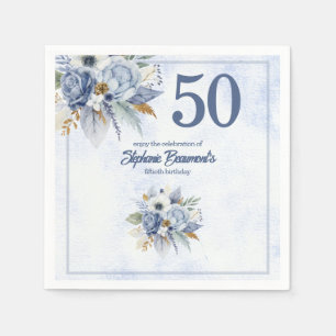Serviette En Papier Fête d'anniversaire de 50 ans pour femmes aux flor