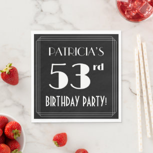 Serviette En Papier Fête d'anniversaire de 53 ans avec nom personnalis