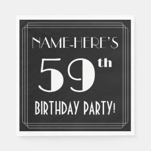 Serviette En Papier Fête d'anniversaire de 59 ans au look Art déco ave