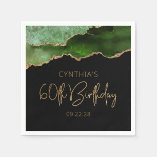 Serviette En Papier Fête d'anniversaire de 60 ans Chic Agate Geode Ver