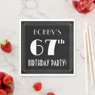 Serviette En Papier Fête d'anniversaire de 67 ans avec nom personnalis