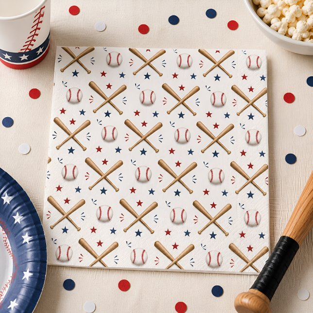 Serviette En Papier Fête d'anniversaire de baseball (Créateur téléchargé)