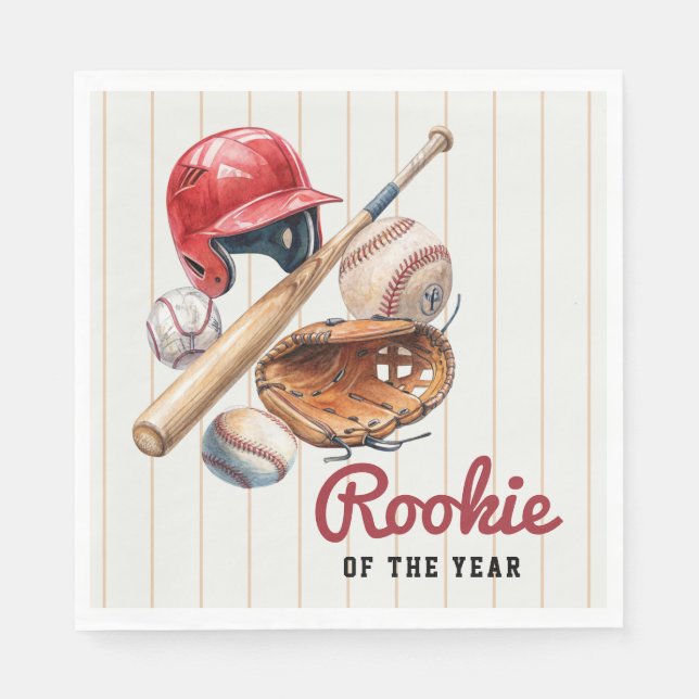 Serviette En Papier Fête d'anniversaire de baseball pour débutant (Devant)