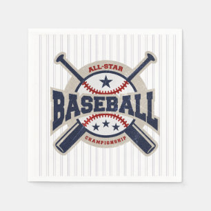 Serviette En Papier Fête d'anniversaire de baseball sport All Star ble