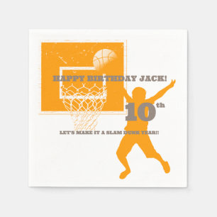 Serviette En Papier Fête d'anniversaire de basket personnalisée