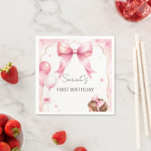Fête d'anniversaire de bébé fille à l'aquarelle ro