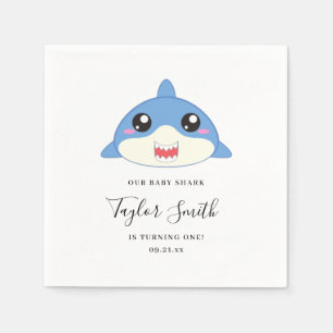 Serviette En Papier Fête d'anniversaire de bébé requin mignon