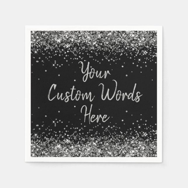 Serviette En Papier Fête d'anniversaire de Black and Silver (Devant)