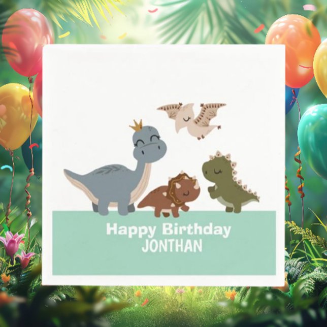 Serviette En Papier Fête d'anniversaire de Boho Dino-Mite (Celebrate in style with our Boho Dinosaur Birthday Napkins! )