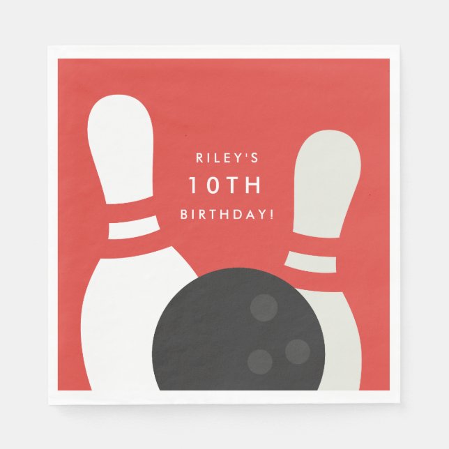 Serviette En Papier Fête d'anniversaire de bowling pour enfants (Devant)