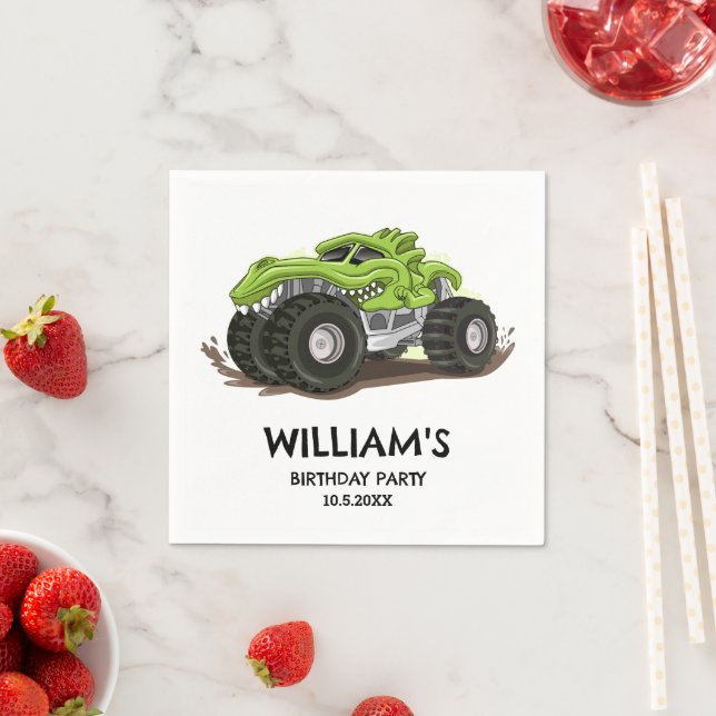 Serviette En Papier Fête d'anniversaire de camion monstre minimal Garç (En situation)