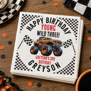 Serviette En Papier Fête d'anniversaire de camions monstres pour enfan
