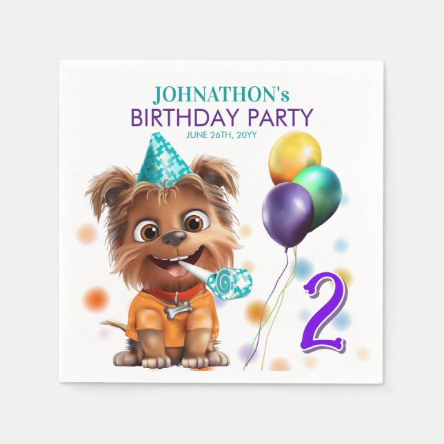 Serviette En Papier Fête d'anniversaire de chien (Devant)