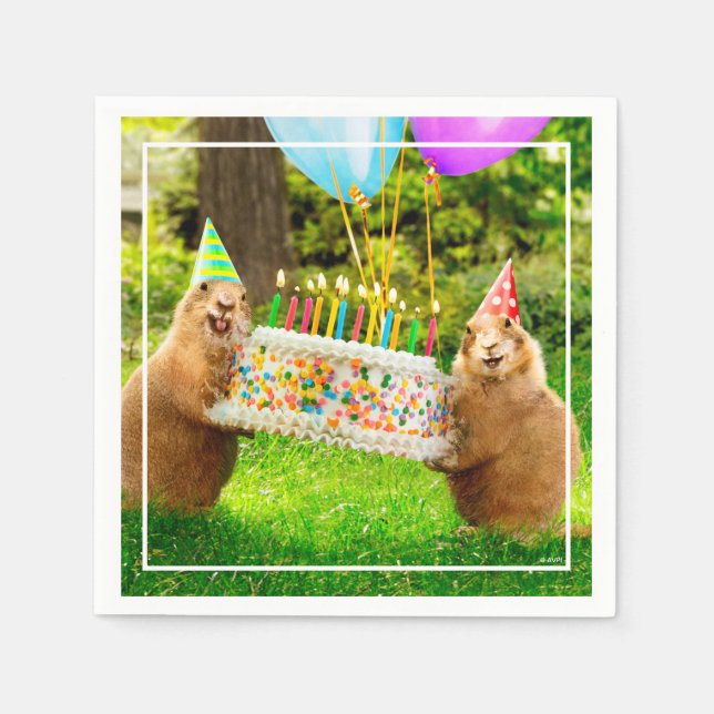 Serviette En Papier Fête d'anniversaire de chien de prairie (Devant)