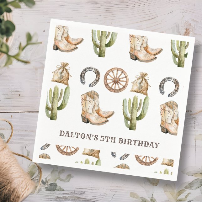 Serviette En Papier Fête d'anniversaire de Cowboy (Créateur téléchargé)