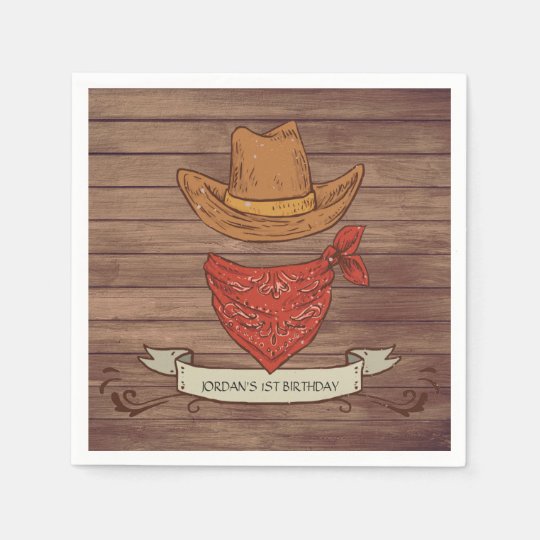 Serviette En Papier Fete D Anniversaire De Cowboy Country Zazzle Fr