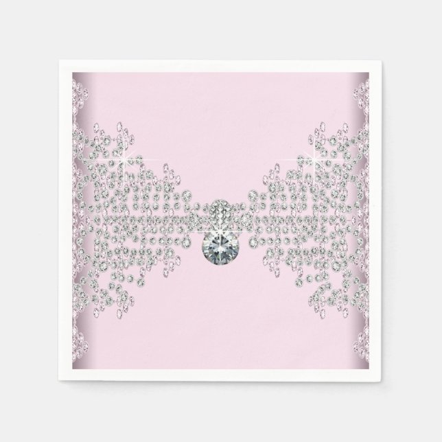 Serviette En Papier Fête d'anniversaire de diamant rose (Devant)