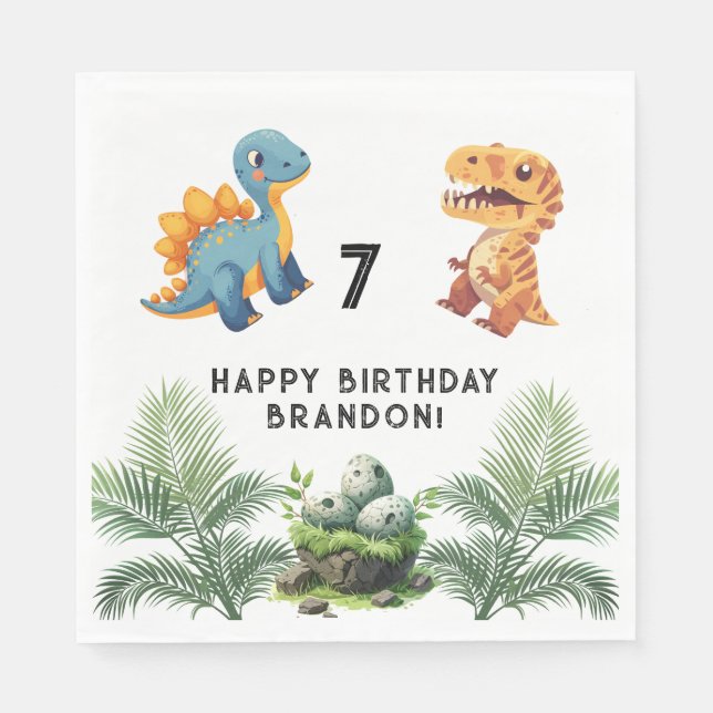 Serviette En Papier Fête d'anniversaire de Dinasaur Kid (Devant)