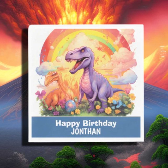 Serviette En Papier Fête d'anniversaire de Dino-Mite (Créateur téléchargé)