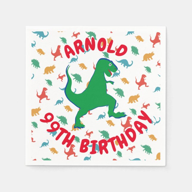 Serviette En Papier Fête d'anniversaire de Dinosaur (Devant)